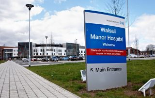 Walsall Manor Hospital entrance sign