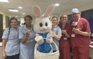 Easter Bunny and ward staff